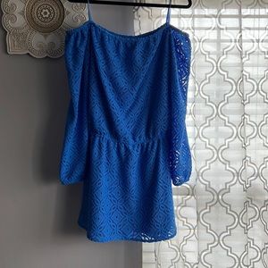 Lace Lilly Pulitzer Off-the-Shoulder Long Sleeve Romper Dress